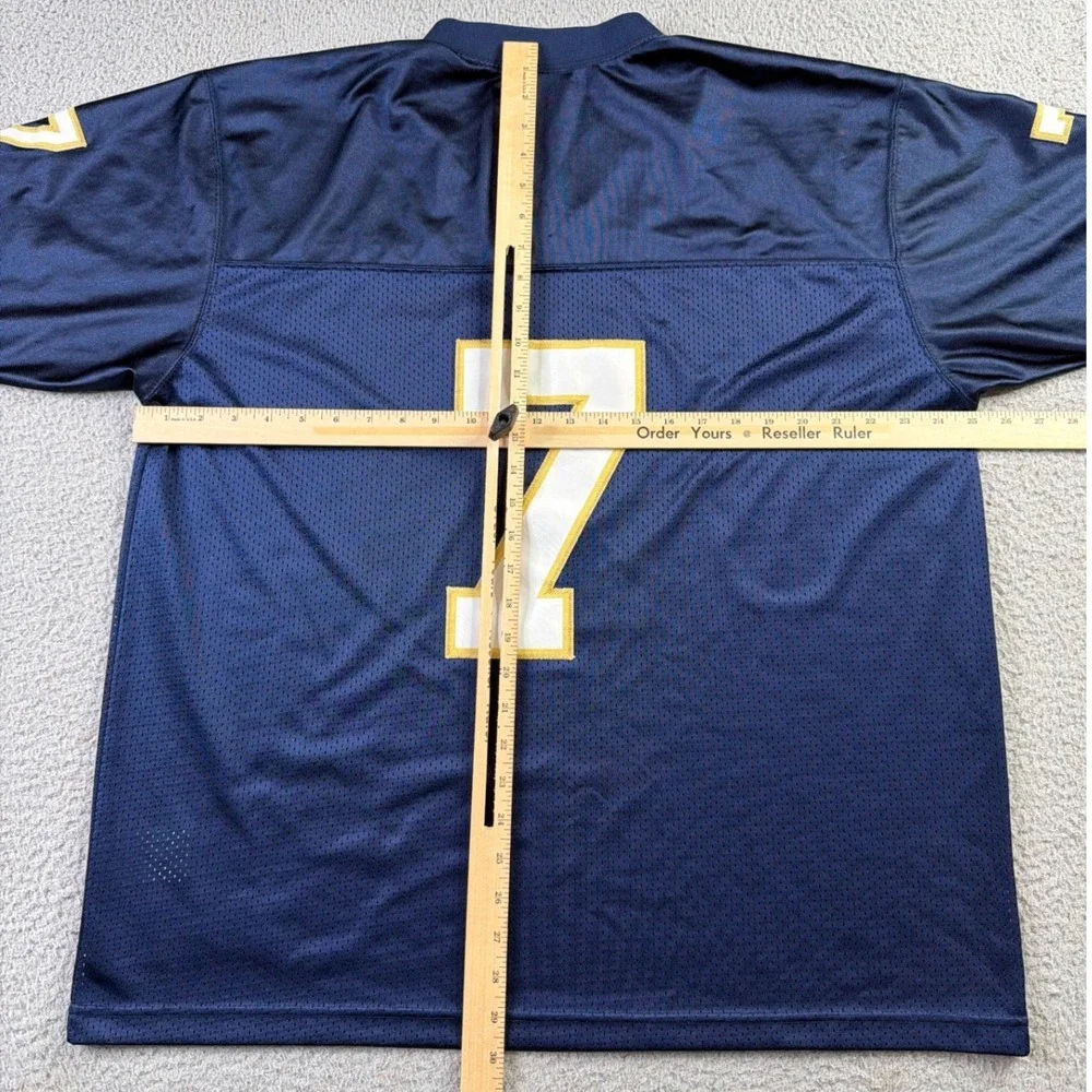 VTG Adidas Notre Dame Fighting Irish Football Jersey Mens L Blue #7 Mesh V-Neck
